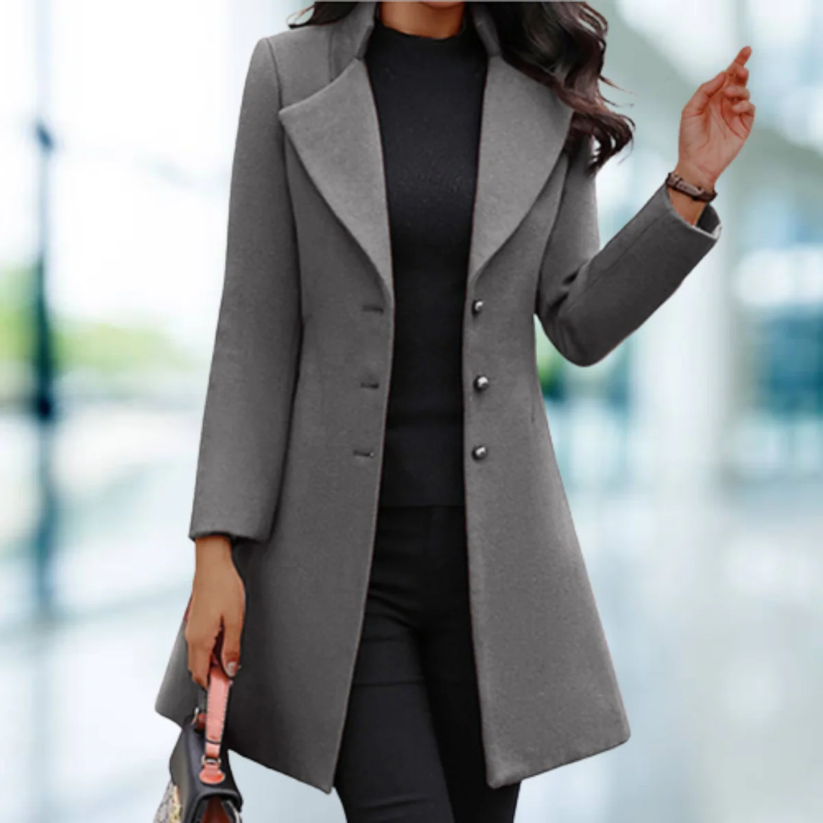 Heidi-Mode | Elegante Solide Lange Jacke Mantel - Image 4