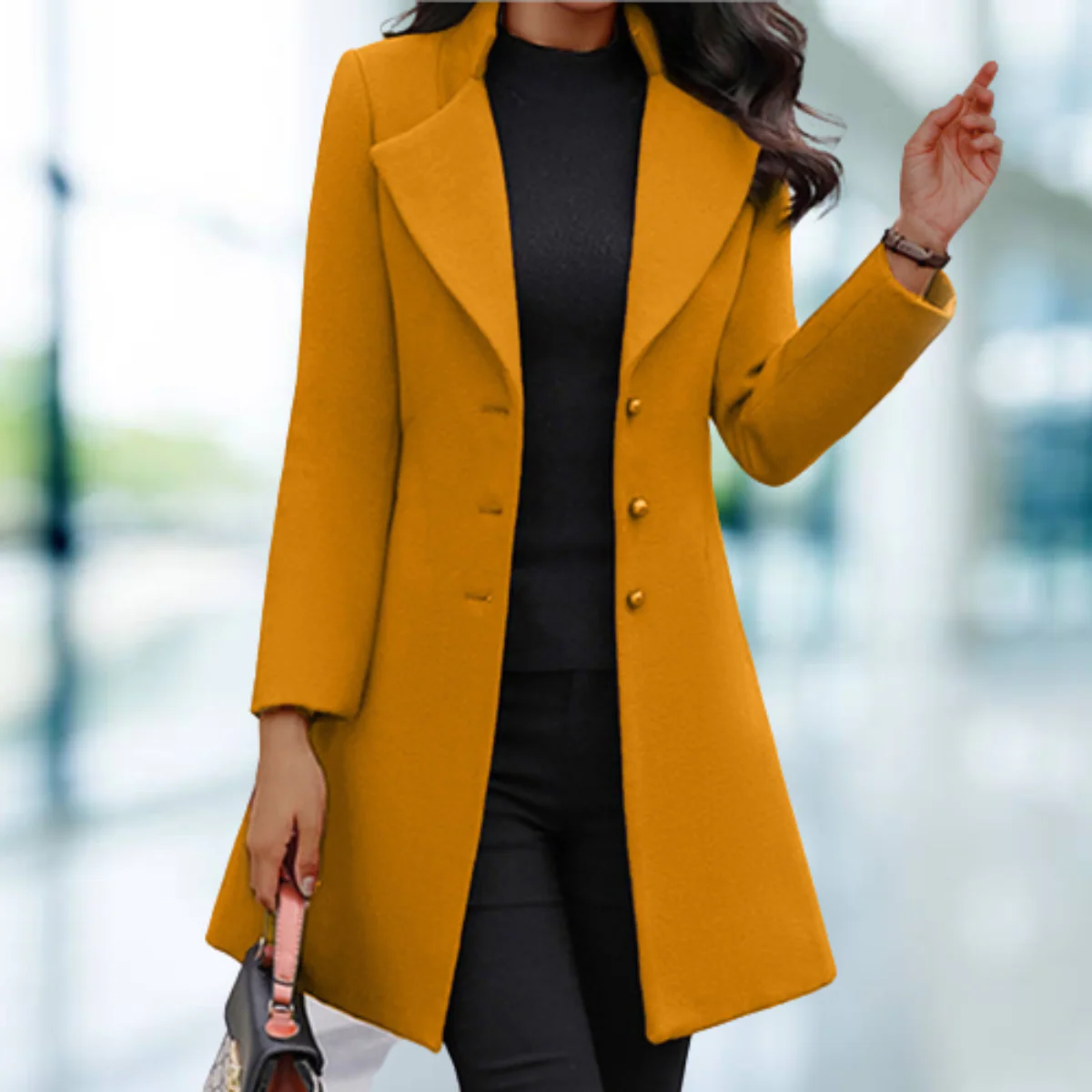 Heidi-Mode | Elegante Solide Lange Jacke Mantel - Image 5