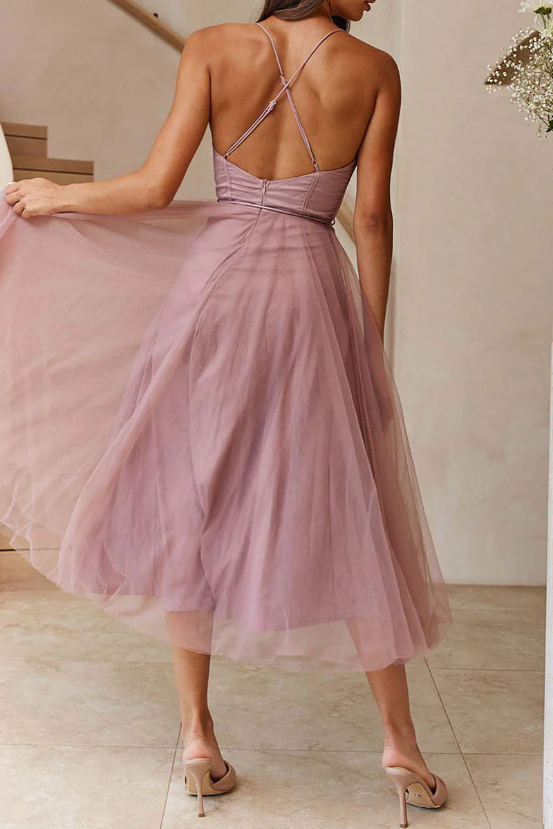 Heidi-Mode | Süß Elegante Einfarbige V-Ausschnitt Prinzessinnenkleider - Image 2