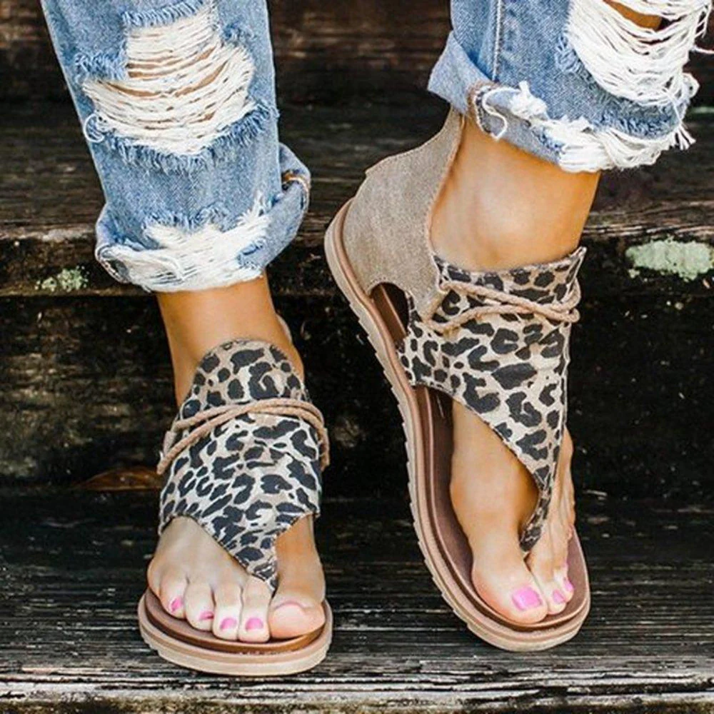 Heidi-Mode | Sandalen Flache Sohle Bohemia Leopard Schlange Zebra