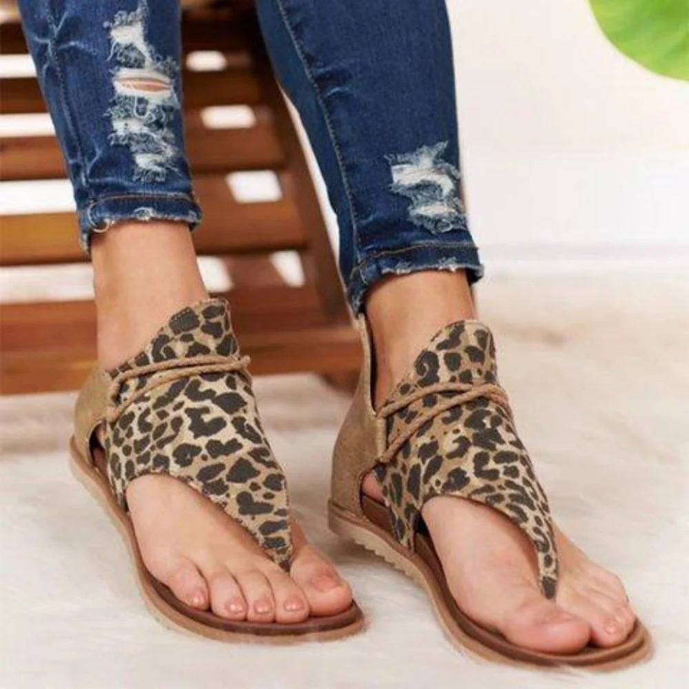 Heidi-Mode | Sandalen Flache Sohle Bohemia Leopard Schlange Zebra - Image 2