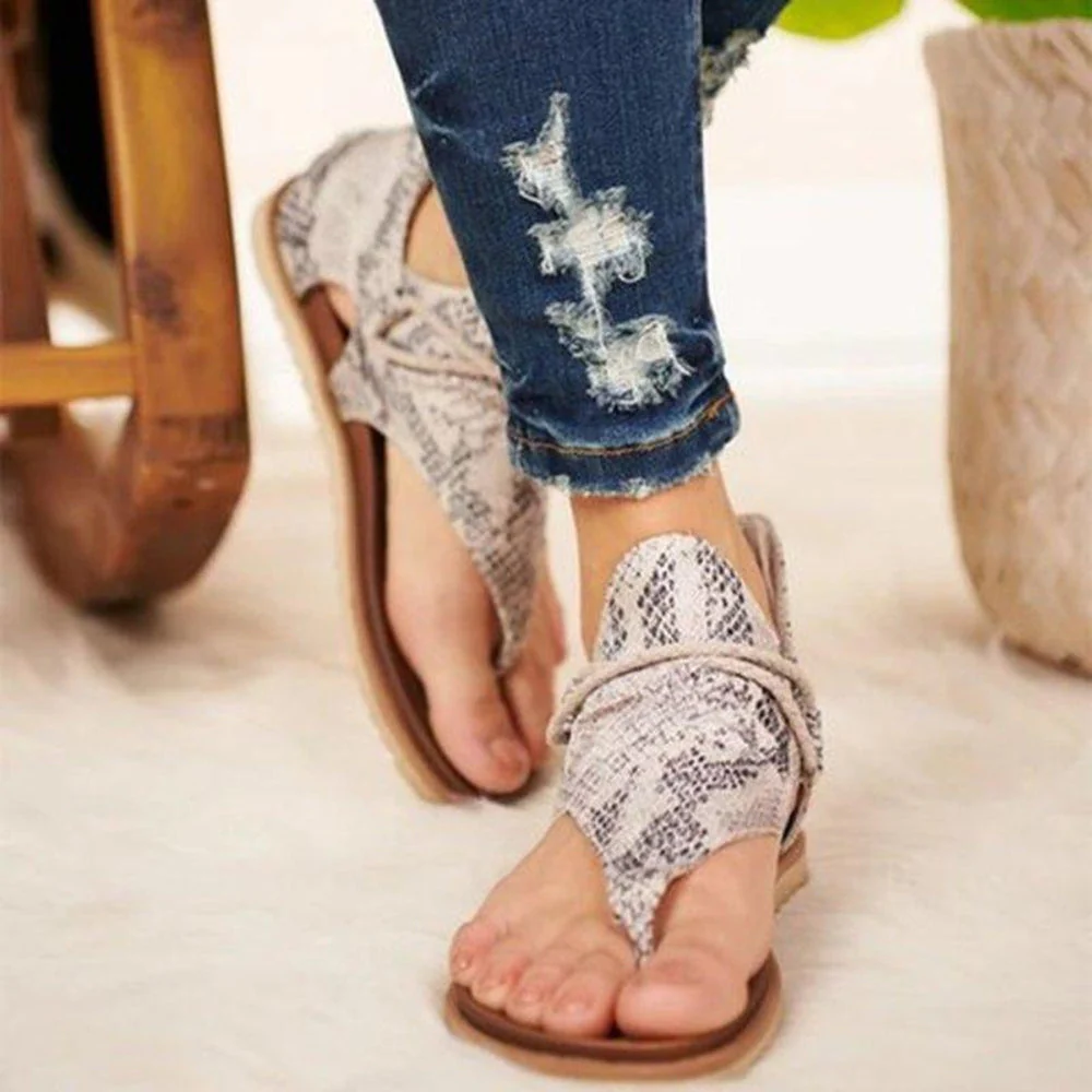 Heidi-Mode | Sandalen Flache Sohle Bohemia Leopard Schlange Zebra - Image 3