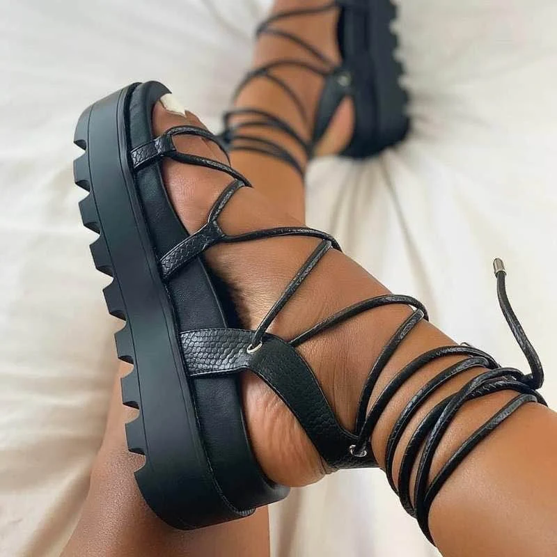 Heidi-Mode | Sandalen Im Gladiator Stil mit Dicker Sohle für Damen - Image 5