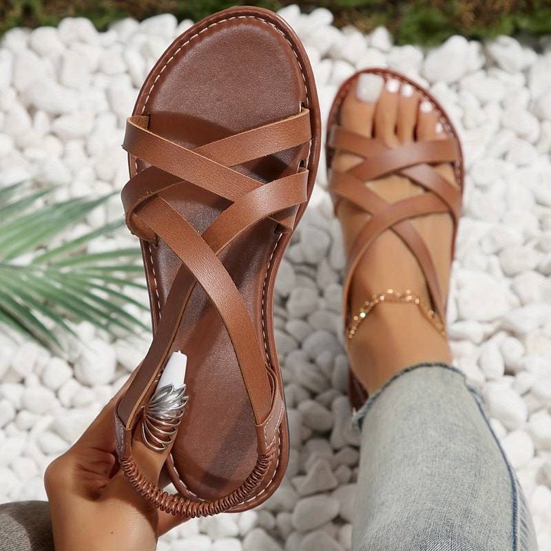 Heidi-Mode | Sandalen Komfortabel Flach Sohle Kreuzriemen Stilvoll und Entspannt - Image 6