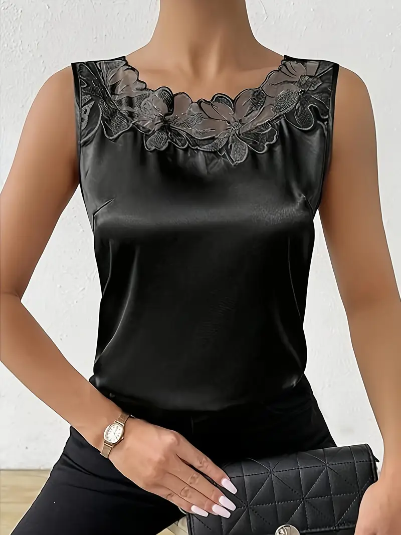 Heidi-Mode | Satin Bluse mit Blumendetail für Damen - Image 11