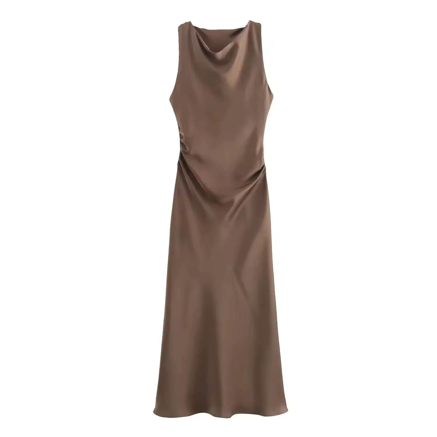 Heidi-Mode | Satin Maxikleid Elegante Drapierung - Image 5