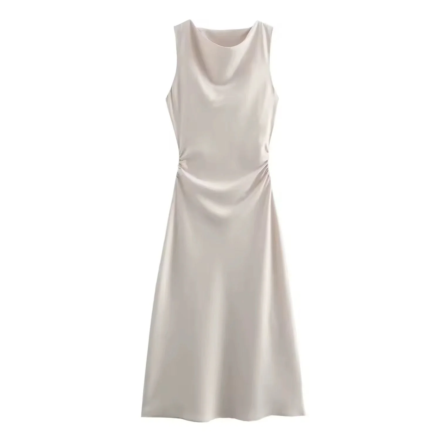 Heidi-Mode | Satin Maxikleid Elegante Drapierung - Image 6