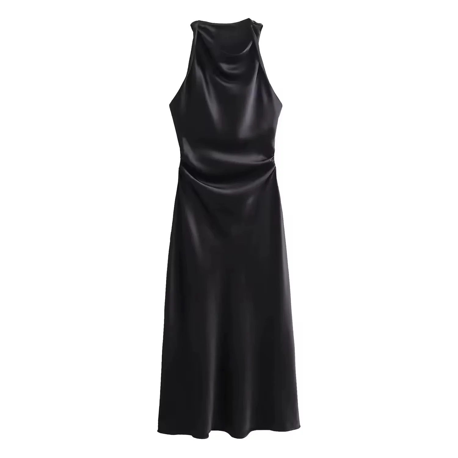 Heidi-Mode | Satin Maxikleid Elegante Drapierung - Image 7