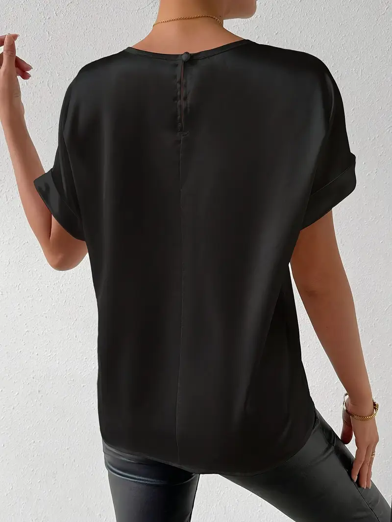 Heidi-Mode | Satin T-Shirt mit Umgeschlagenen Ärmeln für Damen - Image 6