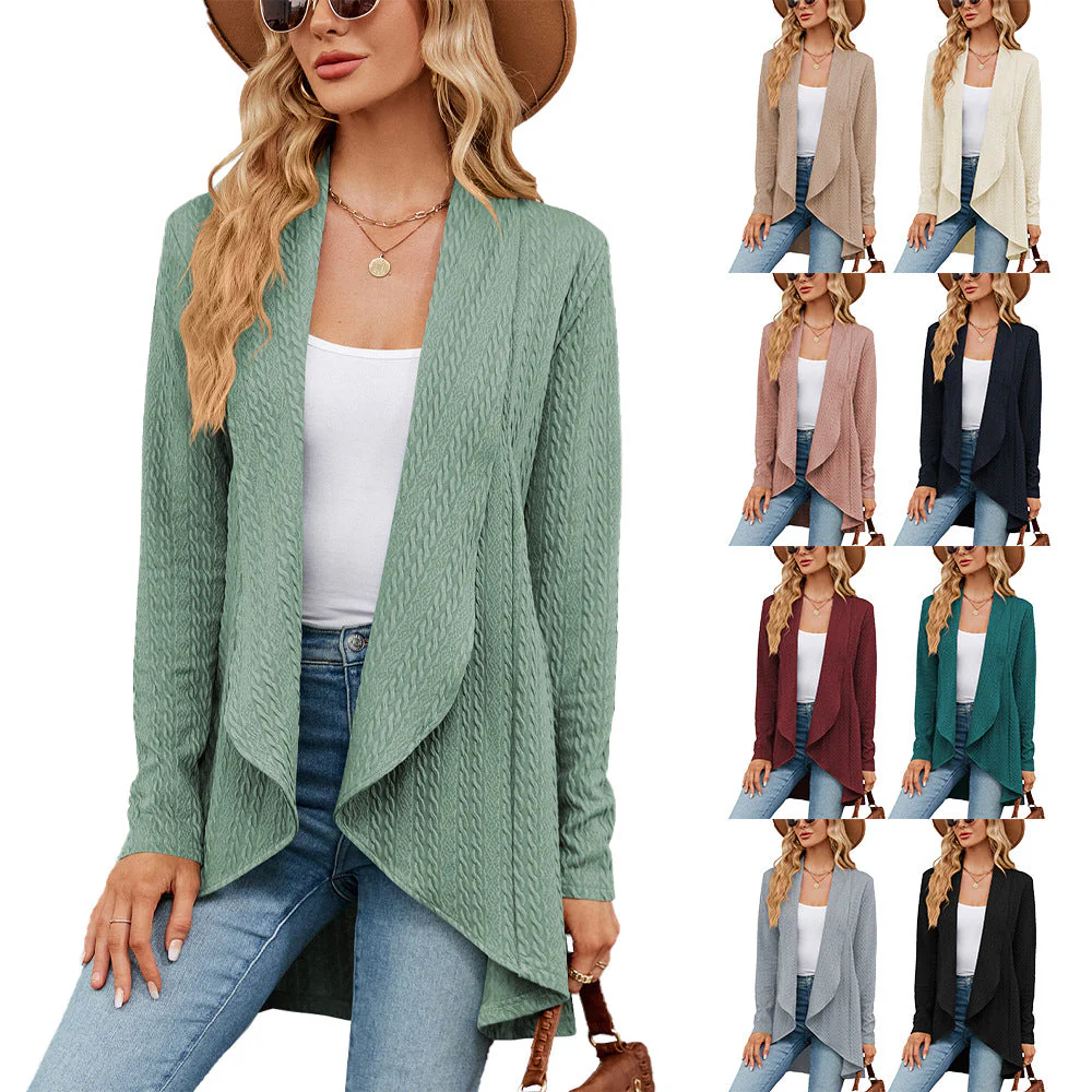 Heidi-Mode | Langärmelige Jacke für Damen In Uni-Farbe