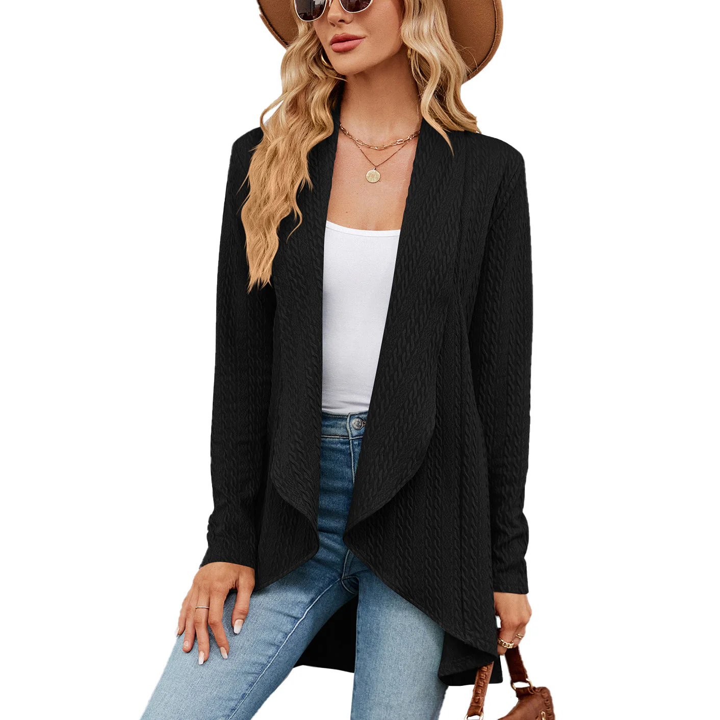 Heidi-Mode | Langärmelige Jacke für Damen In Uni-Farbe - Image 3