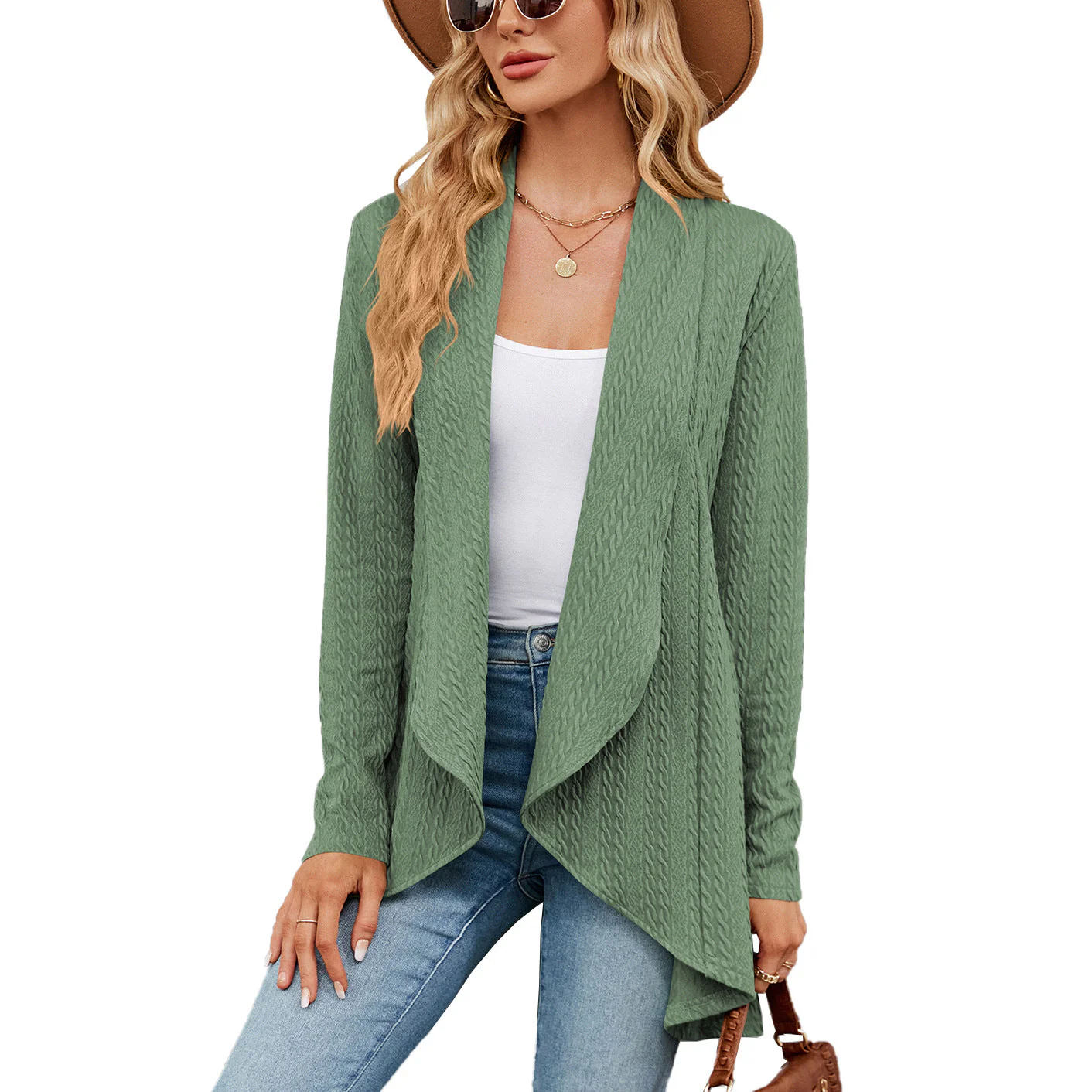 Heidi-Mode | Langärmelige Jacke für Damen In Uni-Farbe - Image 4