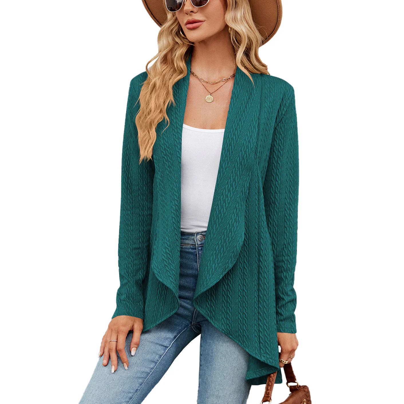 Heidi-Mode | Langärmelige Jacke für Damen In Uni-Farbe - Image 8