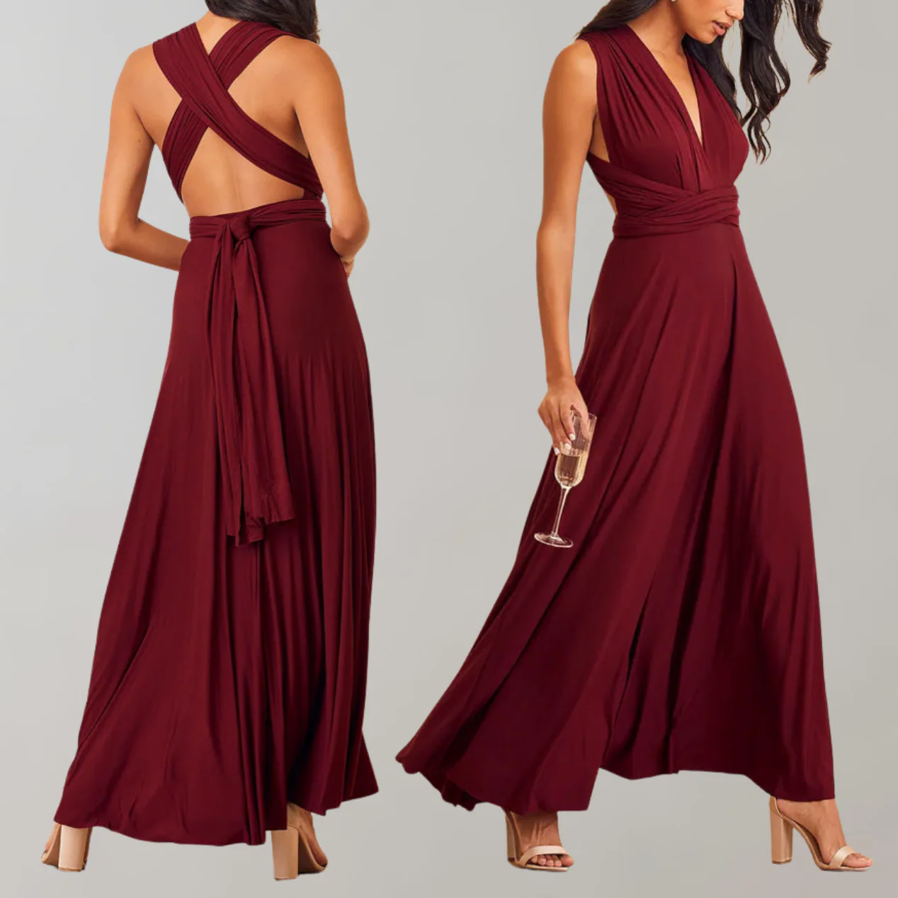 Heidi-Mode | Schick Maxikleid Cocktail Kleid Taillengurtel - Image 10