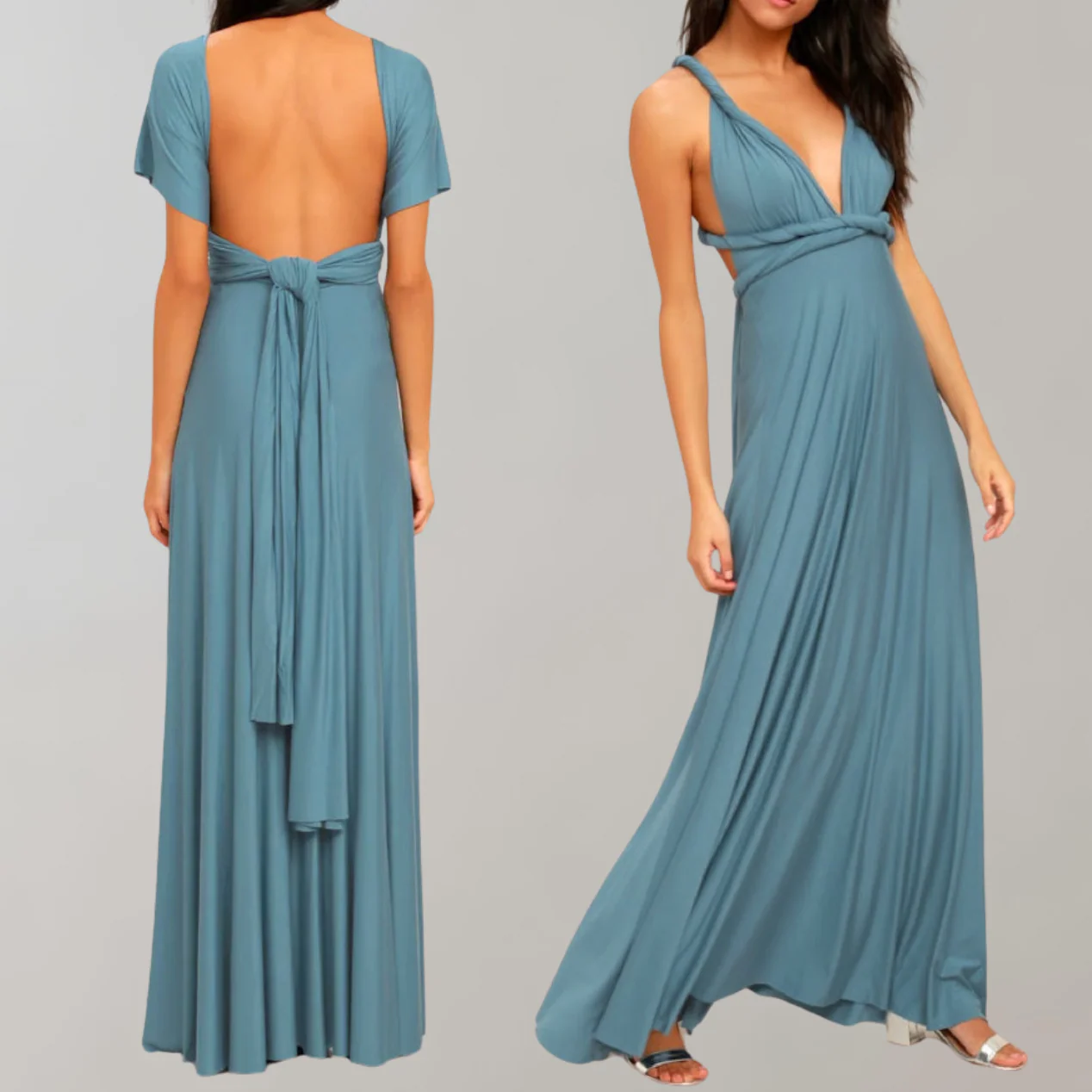 Heidi-Mode | Schick Maxikleid Cocktail Kleid Taillengurtel - Image 3