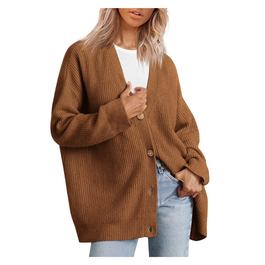 Heidi-Mode | Schicke Übergroße Strickjacke mit Knöpfen für Damen - Image 10