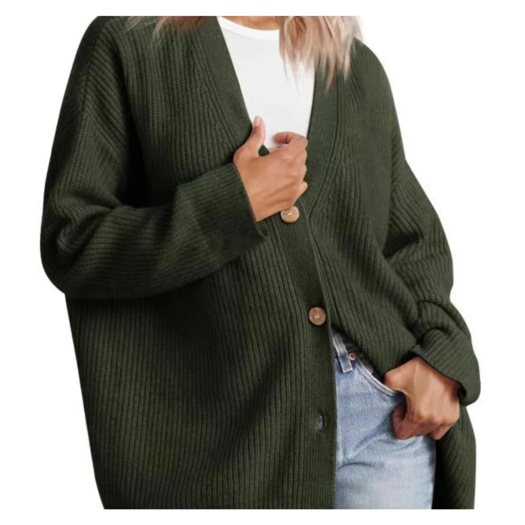Heidi-Mode | Schicke Übergroße Strickjacke mit Knöpfen für Damen - Image 5
