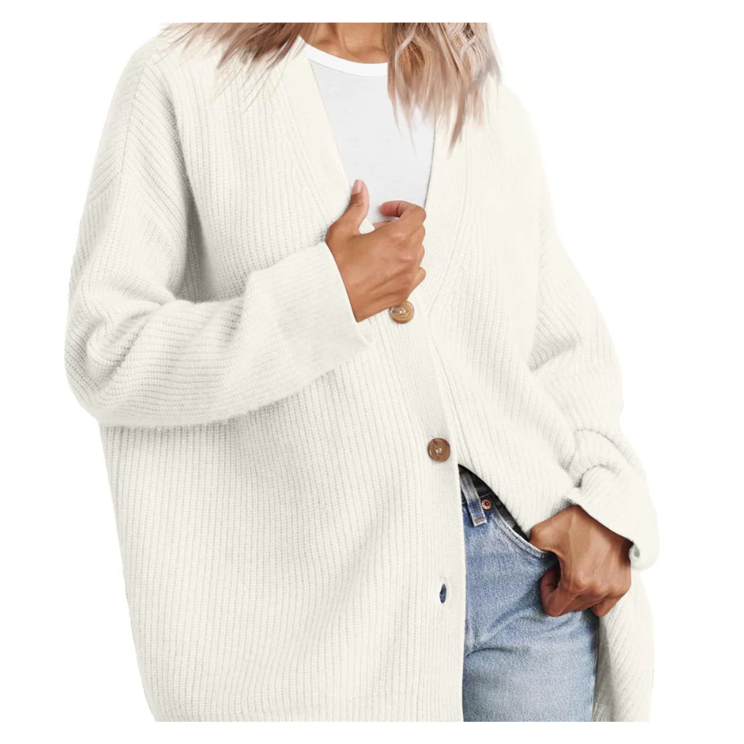 Heidi-Mode | Schicke Übergroße Strickjacke mit Knöpfen für Damen - Image 7