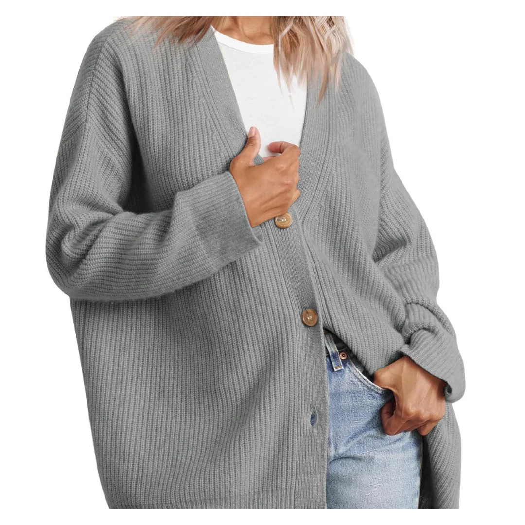 Heidi-Mode | Schicke Übergroße Strickjacke mit Knöpfen für Damen - Image 9
