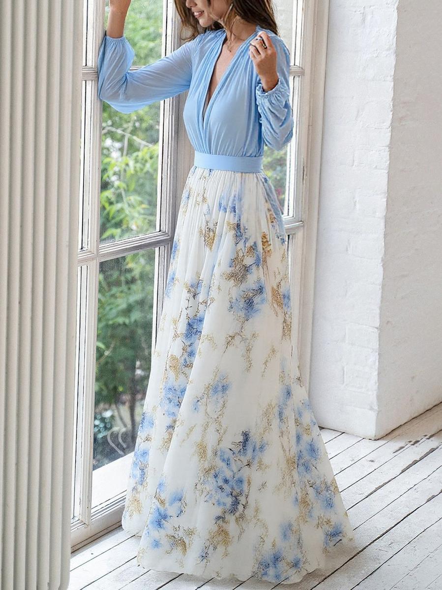 Heidi-Mode | Schillerndes Maxikleid mit Blumendruck
