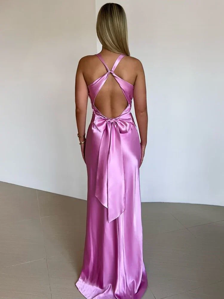 Heidi-Mode | Schleife Rückenfrei Abend Maxi Kleid - Image 21