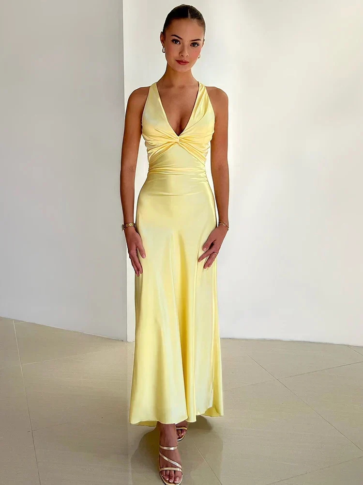 Heidi-Mode | Schleife Rückenfrei Abend Maxi Kleid - Image 24