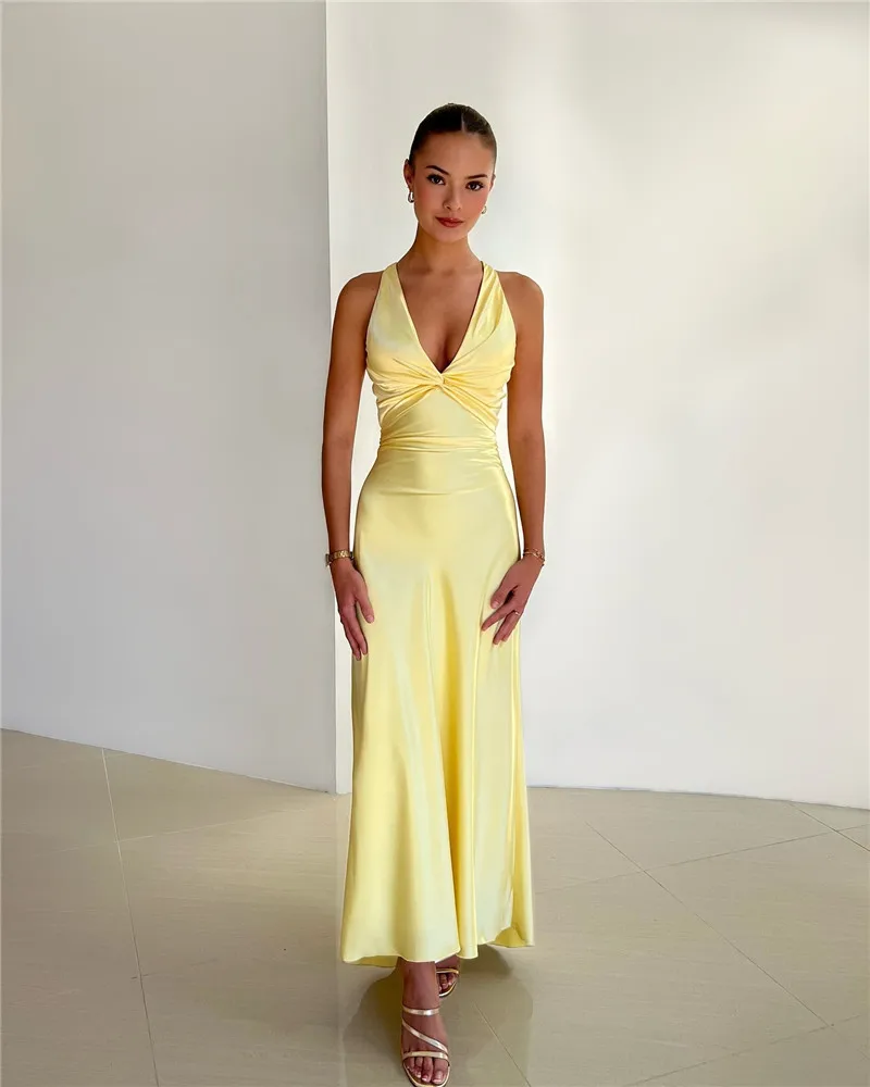 Heidi-Mode | Schleife Rückenfrei Abend Maxi Kleid - Image 6