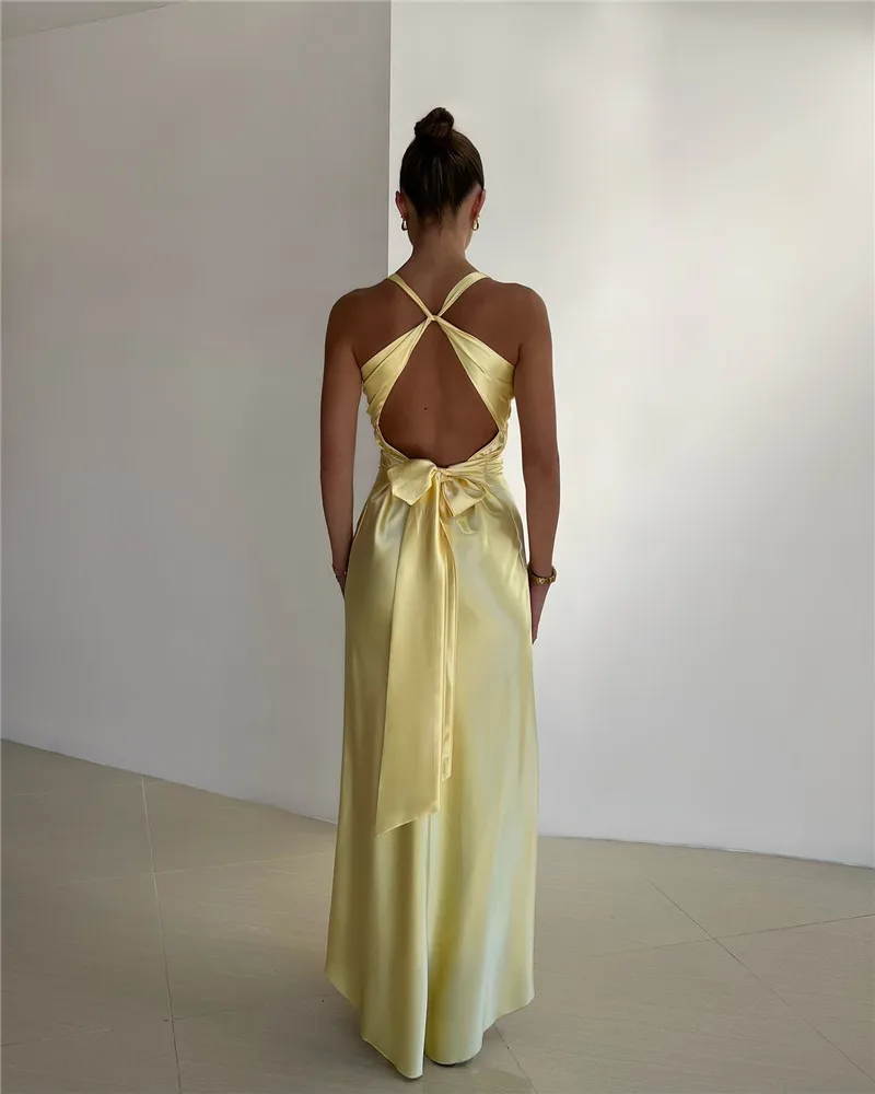 Heidi-Mode | Schleife Rückenfrei Abend Maxi Kleid - Image 7