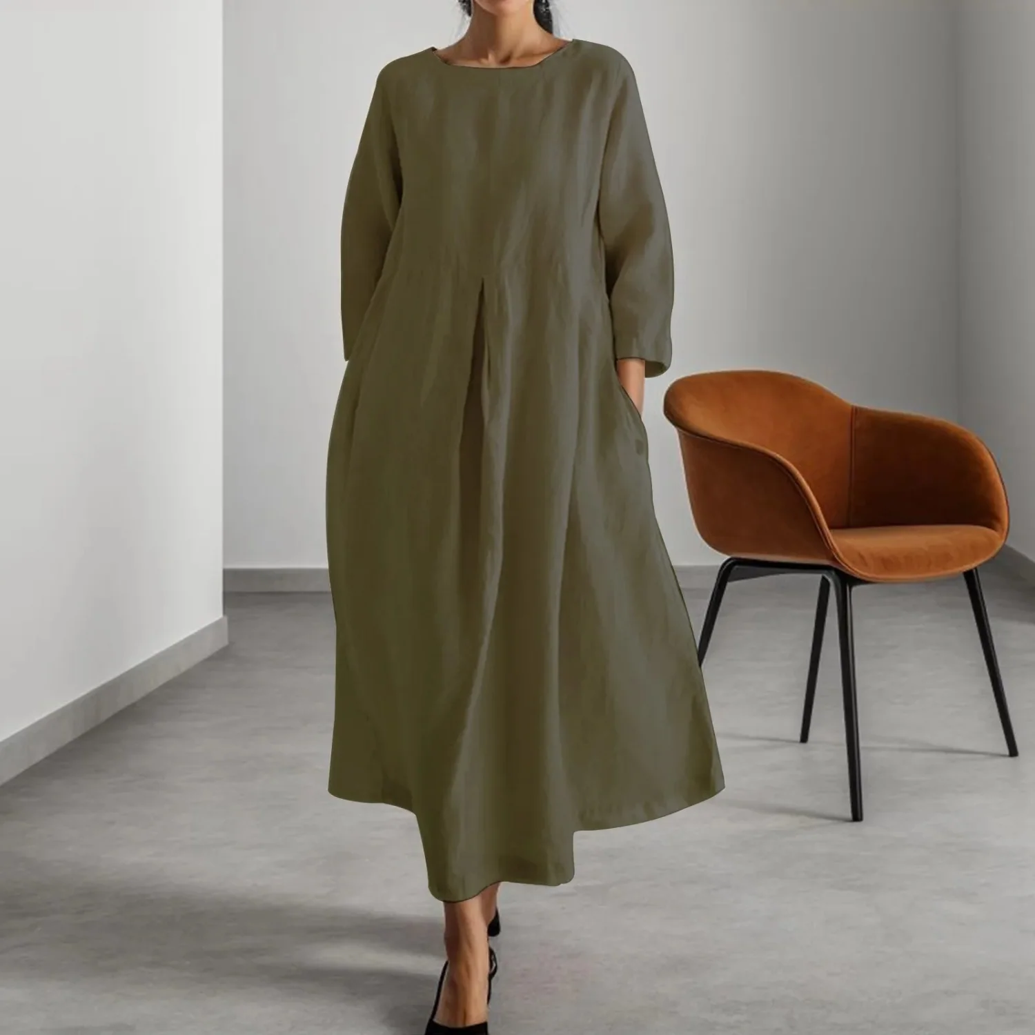 Heidi-Mode | Schlichtes Leinenkleid mit Rundhalsausschnitt - Image 4