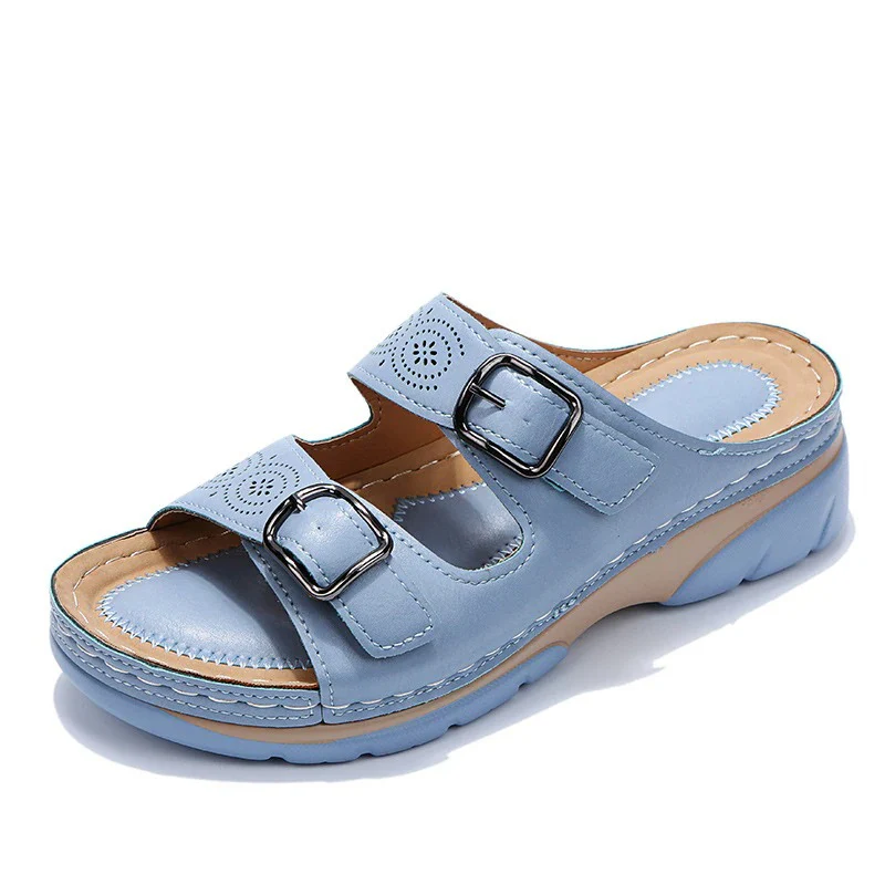 Heidi-Mode | Schnallenriemen Ergonomisch Plateau Pantoffeln Orthopädische Pantoffeln Damen - Image 4