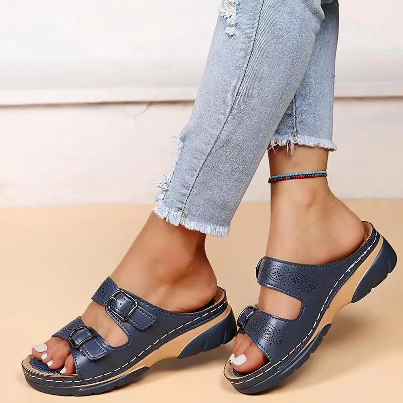 Heidi-Mode | Schnallenriemen Ergonomisch Plateau Pantoffeln Orthopädische Pantoffeln Damen - Image 7