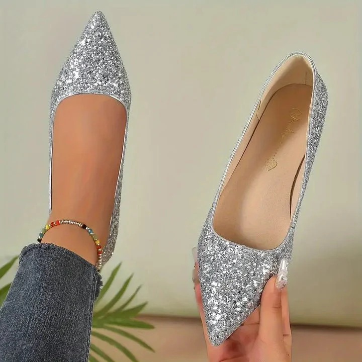 Heidi-Mode | Schuhe mit Pailletten und Niedrigen Absätzen - Image 4