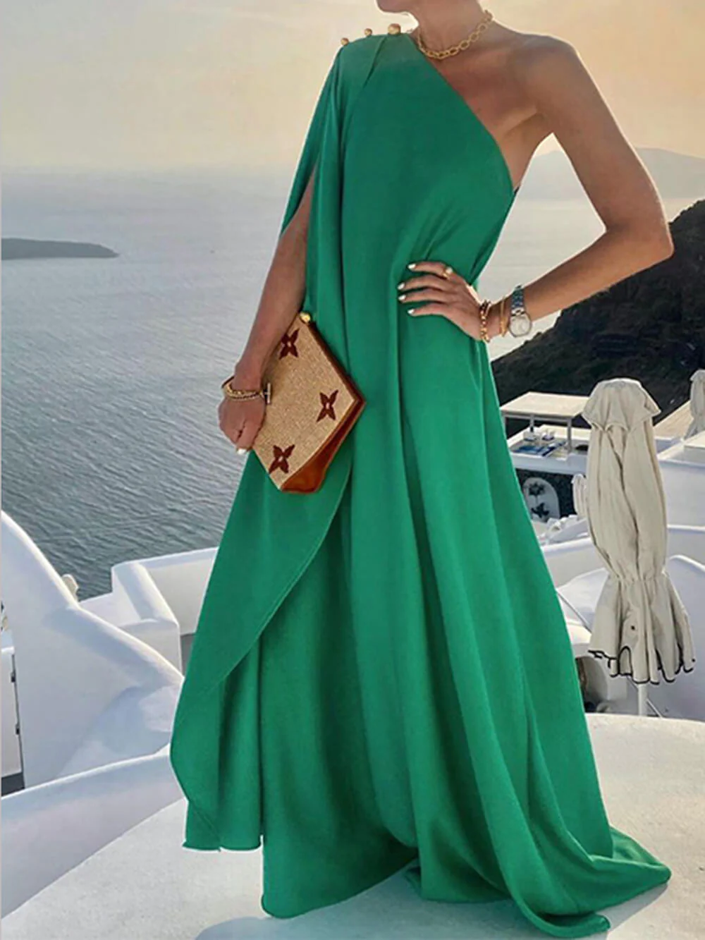 Heidi-Mode | Schulter Drapiertes Maxikleid für Frauen - Image 4