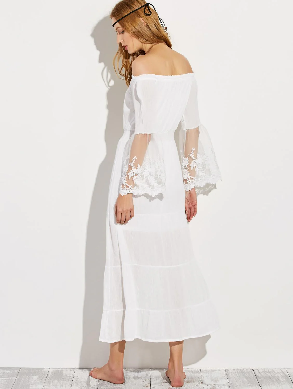 Heidi-Mode | Schulterfreies Weißes Spitzen Sommerkleid - Image 9