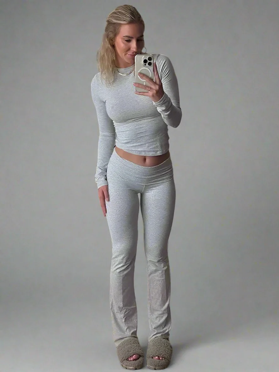 Heidi-Mode | Set Zweiteiler Aus Baumwolle für Damen mit Weitem Bein und Langen Ärmeln - Image 7