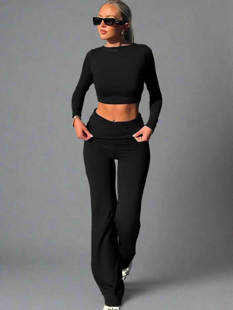 Heidi-Mode | Set Zweiteiler Aus Baumwolle für Damen mit Weitem Bein und Langen Ärmeln - Image 9