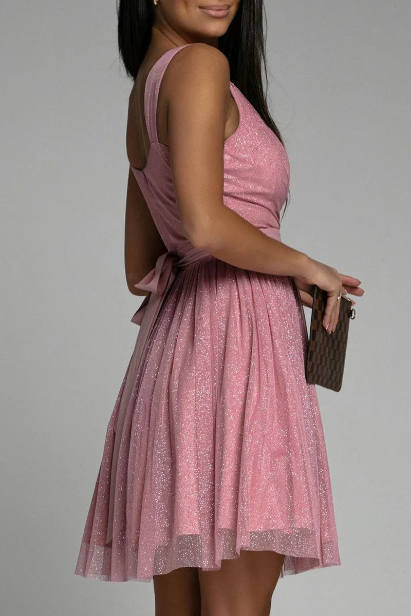 Heidi-Mode | Sexy Elegante Druck Mesh V-Ausschnitt Abendkleid Kleider - Image 2