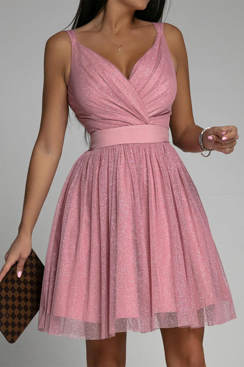 Heidi-Mode | Sexy Elegante Druck Mesh V-Ausschnitt Abendkleid Kleider - Image 7