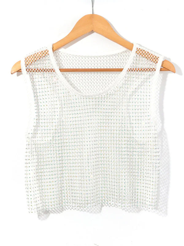Heidi-Mode | Sexy Mesh Blitz Diamant Fischernetz Weste Nachtclub Perspektive Heißes Mädchen T-Shirt Top - Image 12