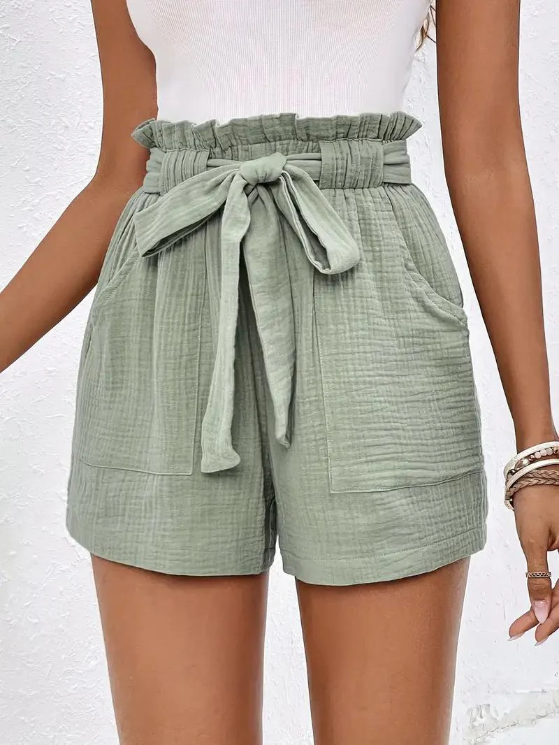 Heidi-Mode | Shorts mit Gürtel Lockere Passform Shorts mit Hoher Taille Mini Shorts - Image 4