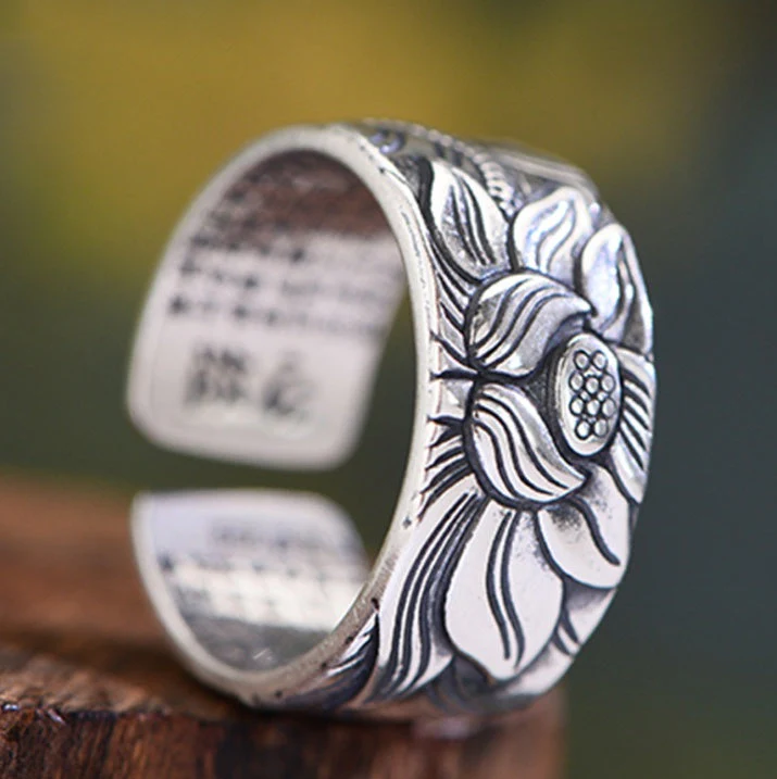 Heidi-Mode | Silberner Lotus Sutra Ring - Image 6