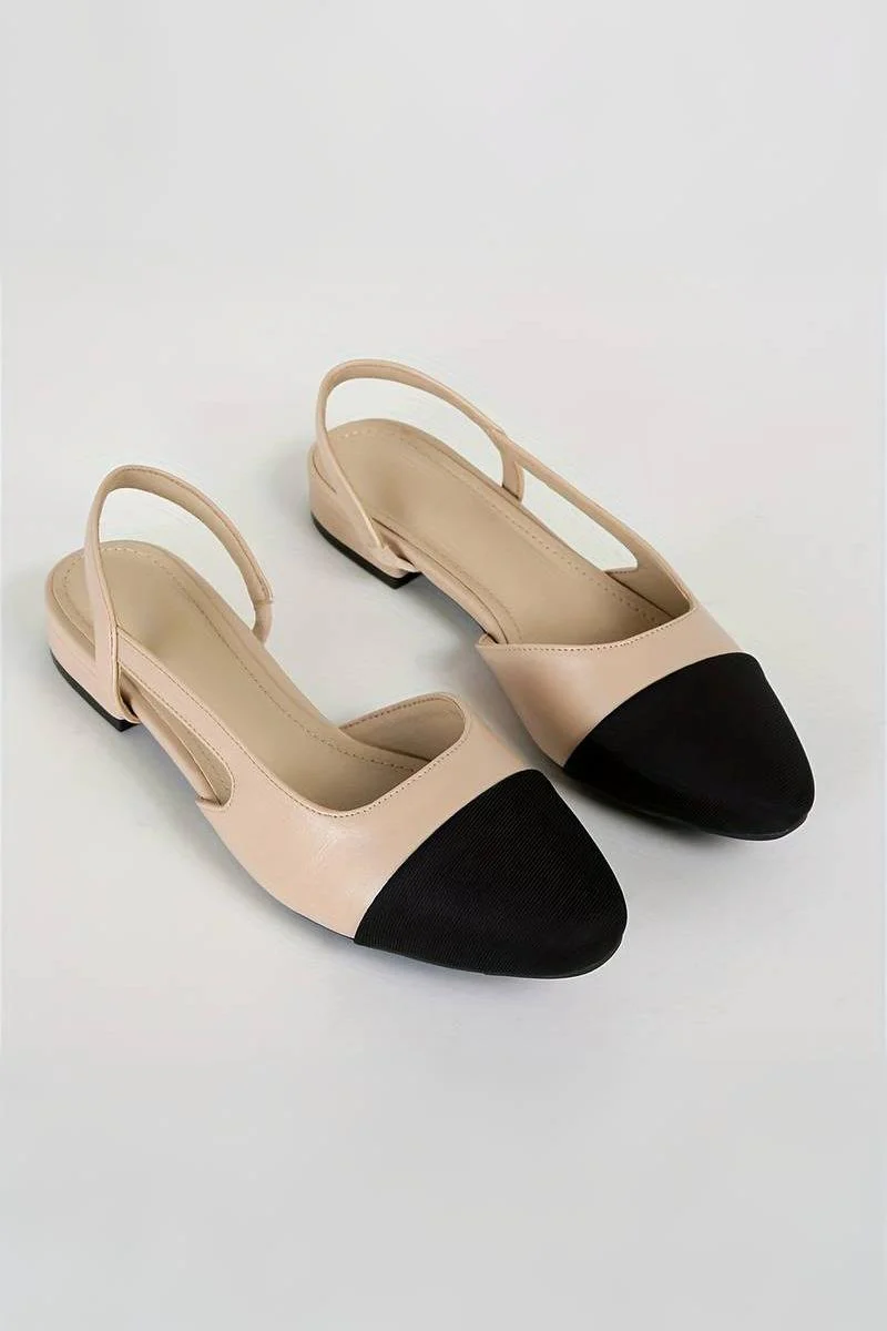 Heidi-Mode | Slingback Ballerinas In Beige & Schwarz Klassischer Chic - Image 2