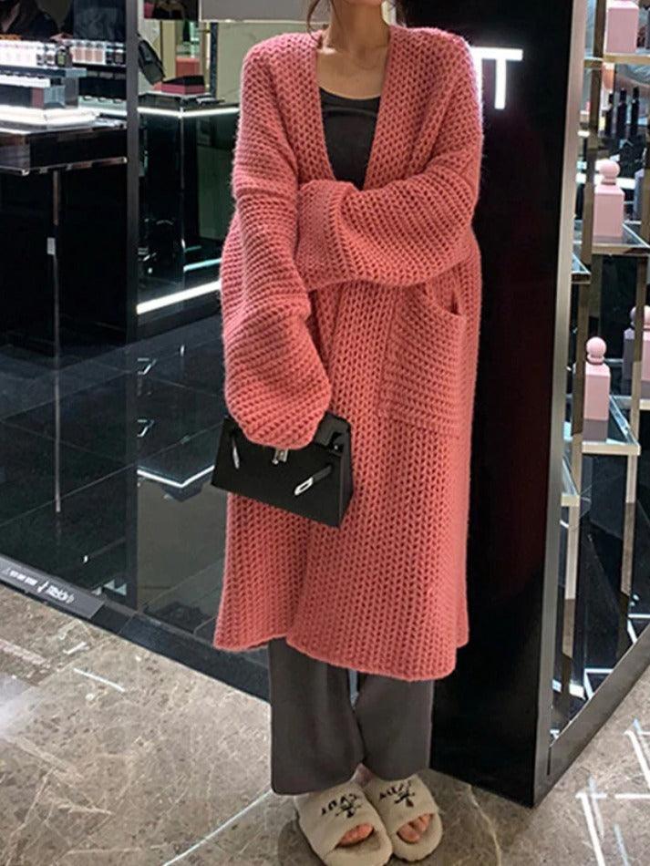 Heidi-Mode | Solid Baggy Strick Lange Strickjacke - Image 10