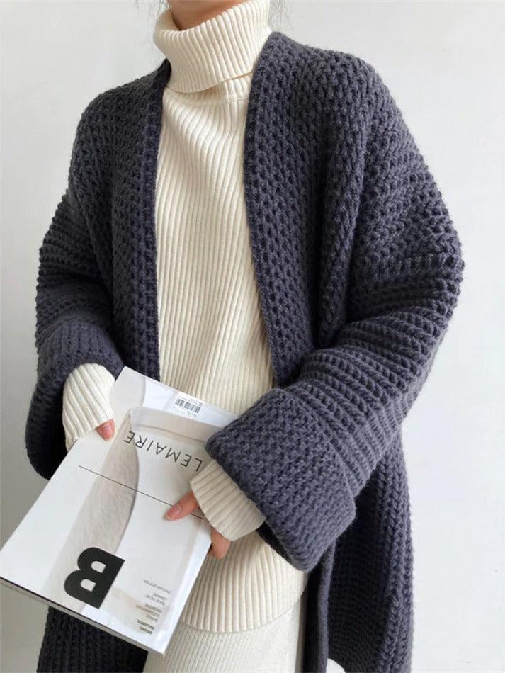 Heidi-Mode | Solid Baggy Strick Lange Strickjacke - Image 11