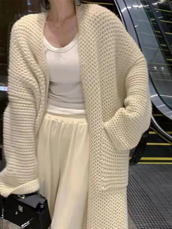 Heidi-Mode | Solid Baggy Strick Lange Strickjacke - Image 2
