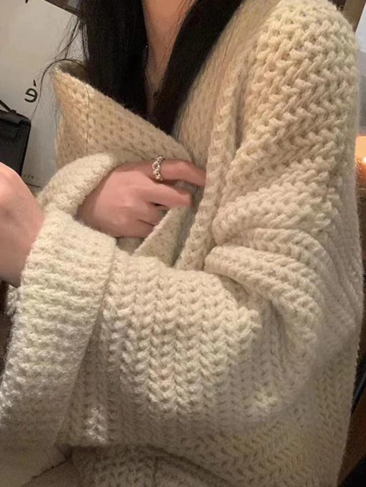Heidi-Mode | Solid Baggy Strick Lange Strickjacke - Image 7