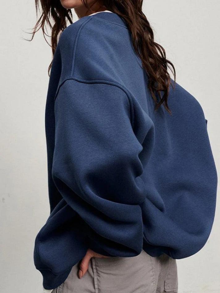 Heidi-Mode | Solides Übergröße Sweatshirt mit Rundhalsausschnitt - Image 4