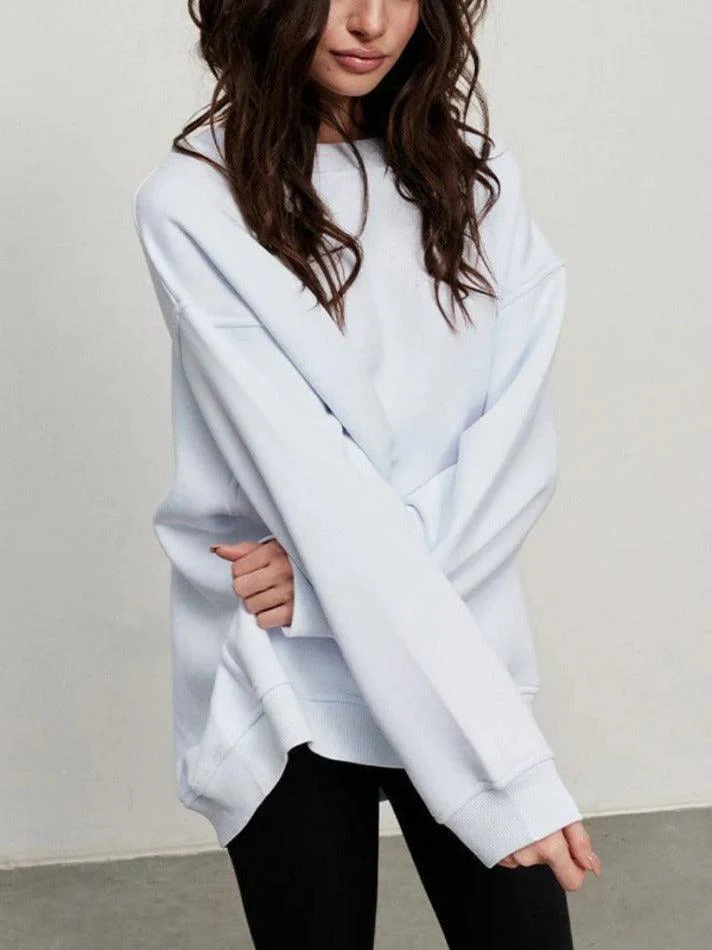 Heidi-Mode | Solides Übergröße Sweatshirt mit Rundhalsausschnitt - Image 6