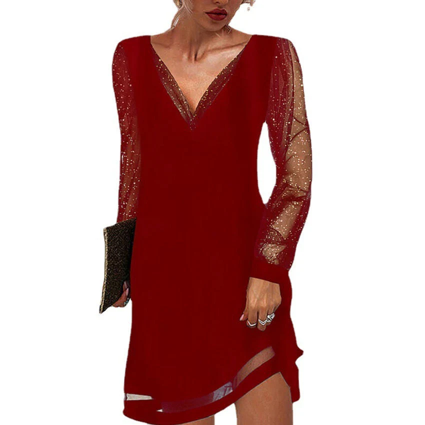 Heidi-Mode | Solides Kleid mit Spitzenbesatz und V-Ausschnitt - Image 2