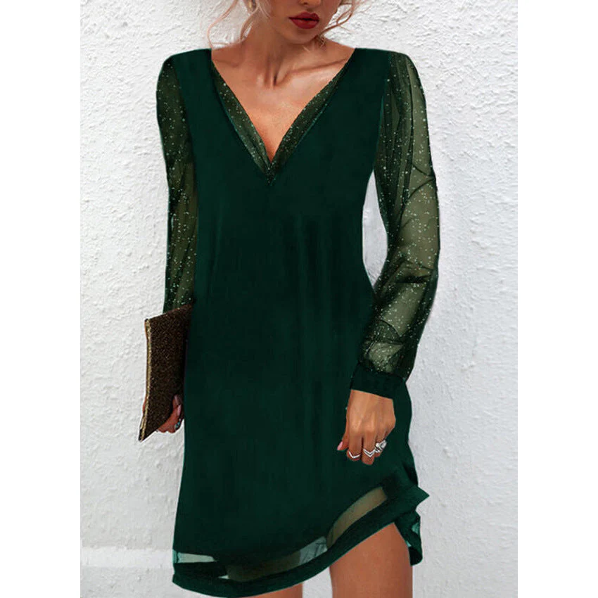 Heidi-Mode | Solides Kleid mit Spitzenbesatz und V-Ausschnitt - Image 5
